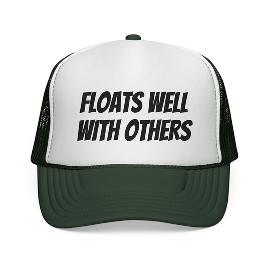 Floats Well With Others Trucker Cap | Funny Boating Hat, Lake Life Mesh Cap