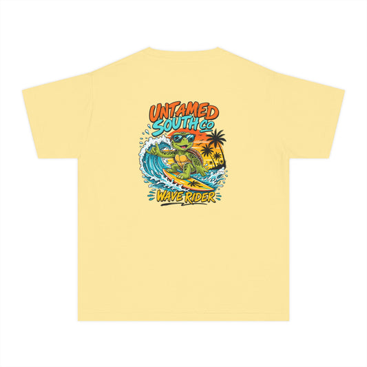 Youth Tee — "Untamed South Co. Wave Rider" Surf Turtle Graphic Kids T-Shirt