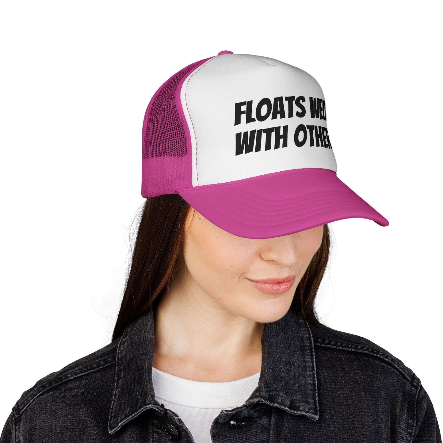 Floats Well With Others Trucker Cap | Funny Boating Hat, Lake Life Mesh Cap