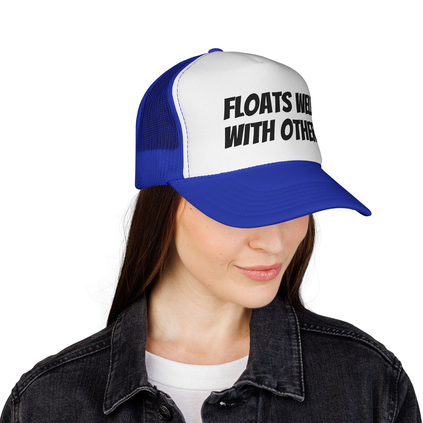 Floats Well With Others Trucker Cap | Funny Boating Hat, Lake Life Mesh Cap