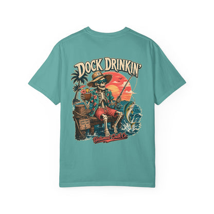 Dock Drinkin'  Tropical Skeleton Beach Graphic Tee