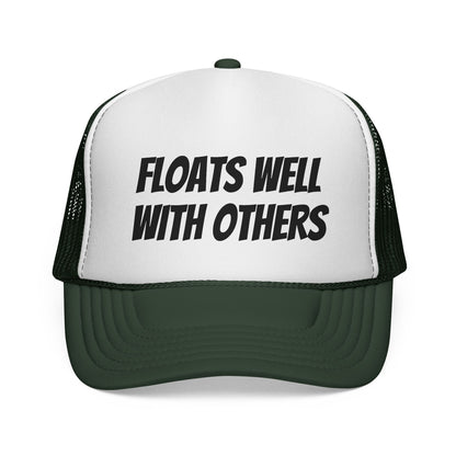 Floats Well With Others Trucker Cap | Funny Boating Hat, Lake Life Mesh Cap