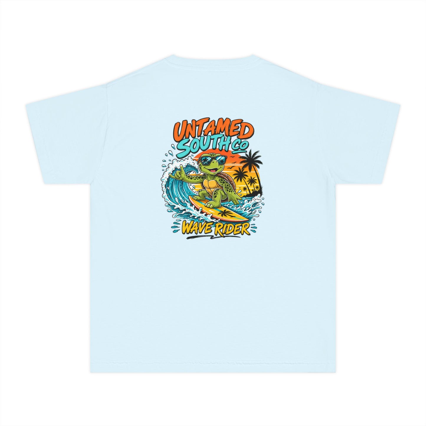 Youth Tee — "Untamed South Co. Wave Rider" Surf Turtle Graphic Kids T-Shirt