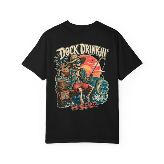Dock Drinkin'  Tropical Skeleton Beach Graphic Tee