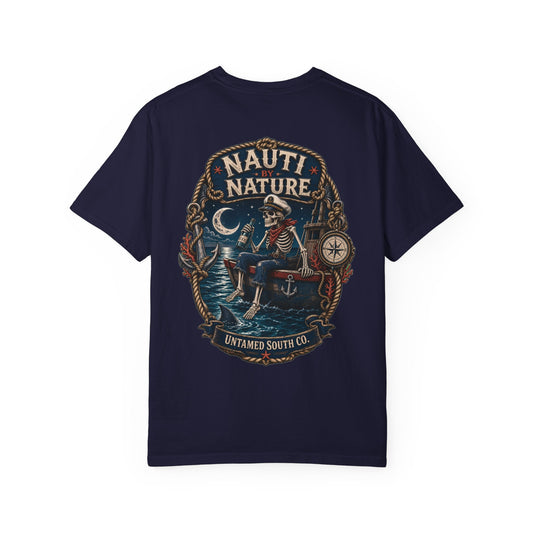 Nauti by Nature Skeleton T-Shirt — "Nauti by Nature" Nautical Skeleton Graphic Tee
