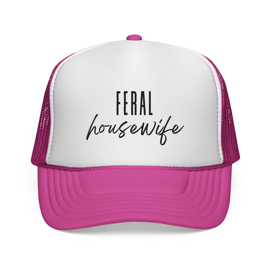Feral housewife Trucker Cap | Pink mesh trucker hat