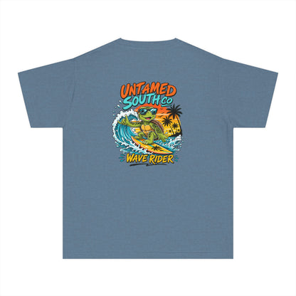 Youth Tee — "Untamed South Co. Wave Rider" Surf Turtle Graphic Kids T-Shirt