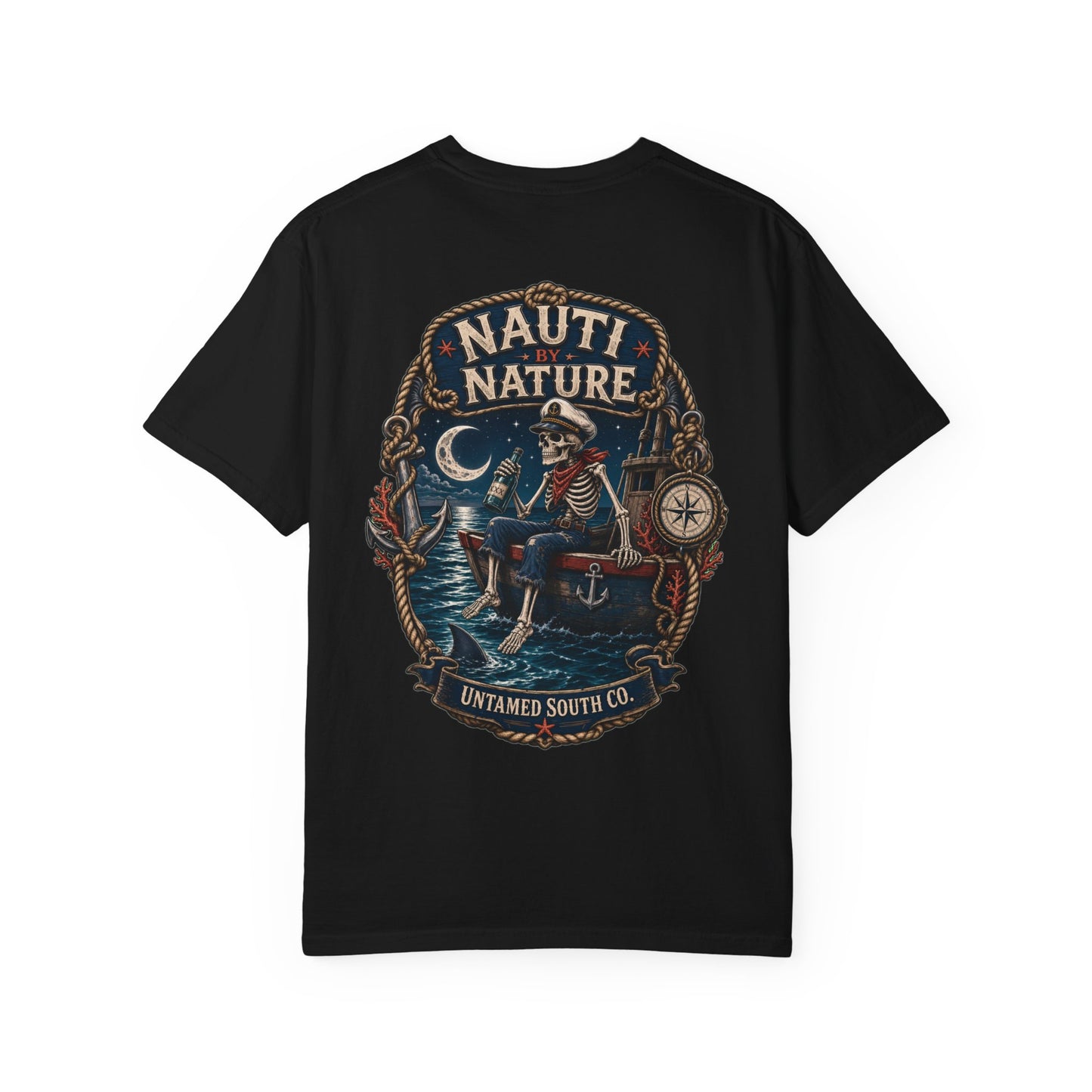 Nauti by Nature Skeleton T-Shirt — "Nauti by Nature" Nautical Skeleton Graphic Tee