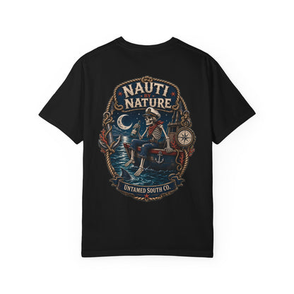 Nauti by Nature Skeleton T-Shirt — "Nauti by Nature" Nautical Skeleton Graphic Tee