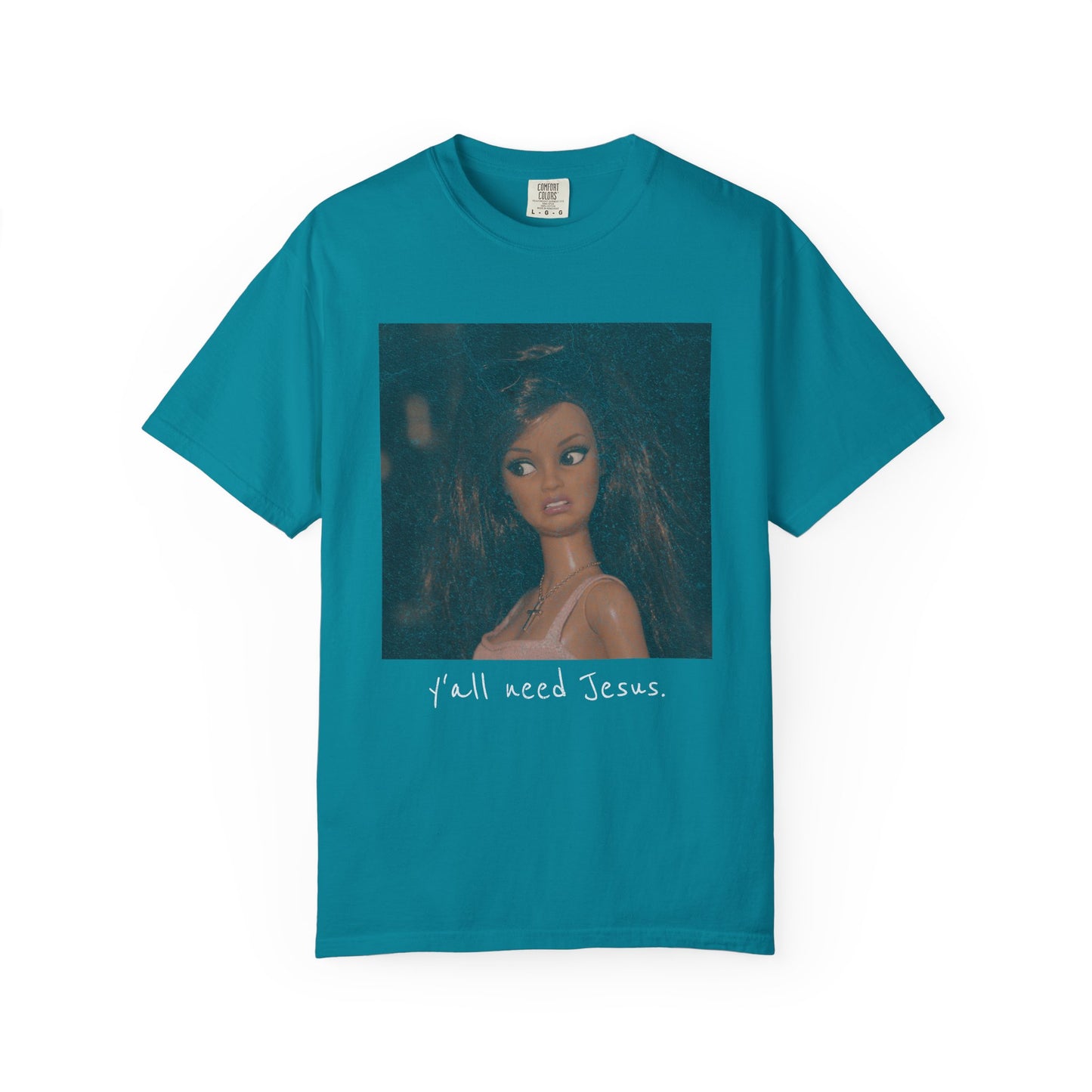 Barbi y'all need Jesus Vintage Portrait T-Shirt — Retro Painted Woman Graphic Tee
