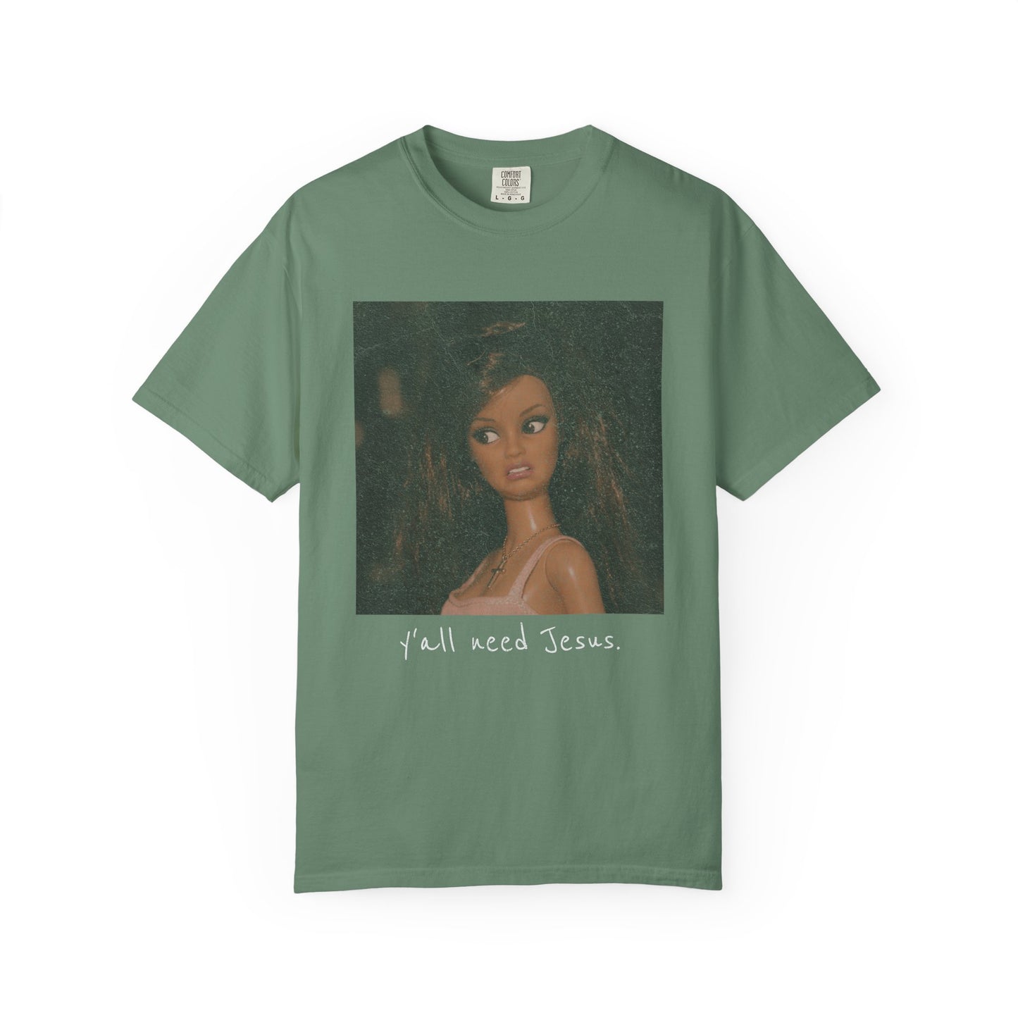 Barbi y'all need Jesus Vintage Portrait T-Shirt — Retro Painted Woman Graphic Tee