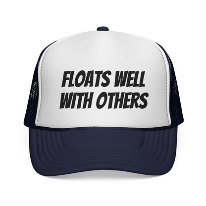 Floats Well With Others Trucker Cap | Funny Boating Hat, Lake Life Mesh Cap