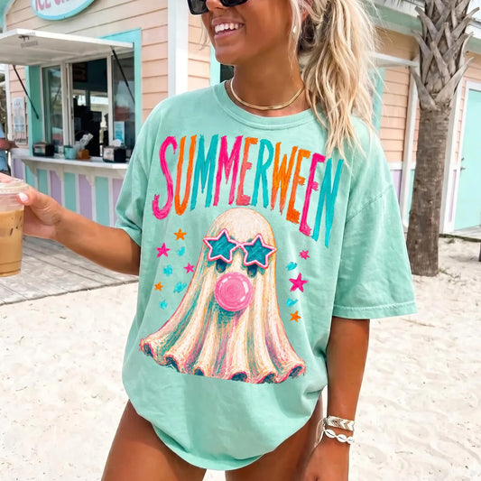 Summerween Ghost T-Shirt — Cute Bubblegum Ghost Graphic Tee