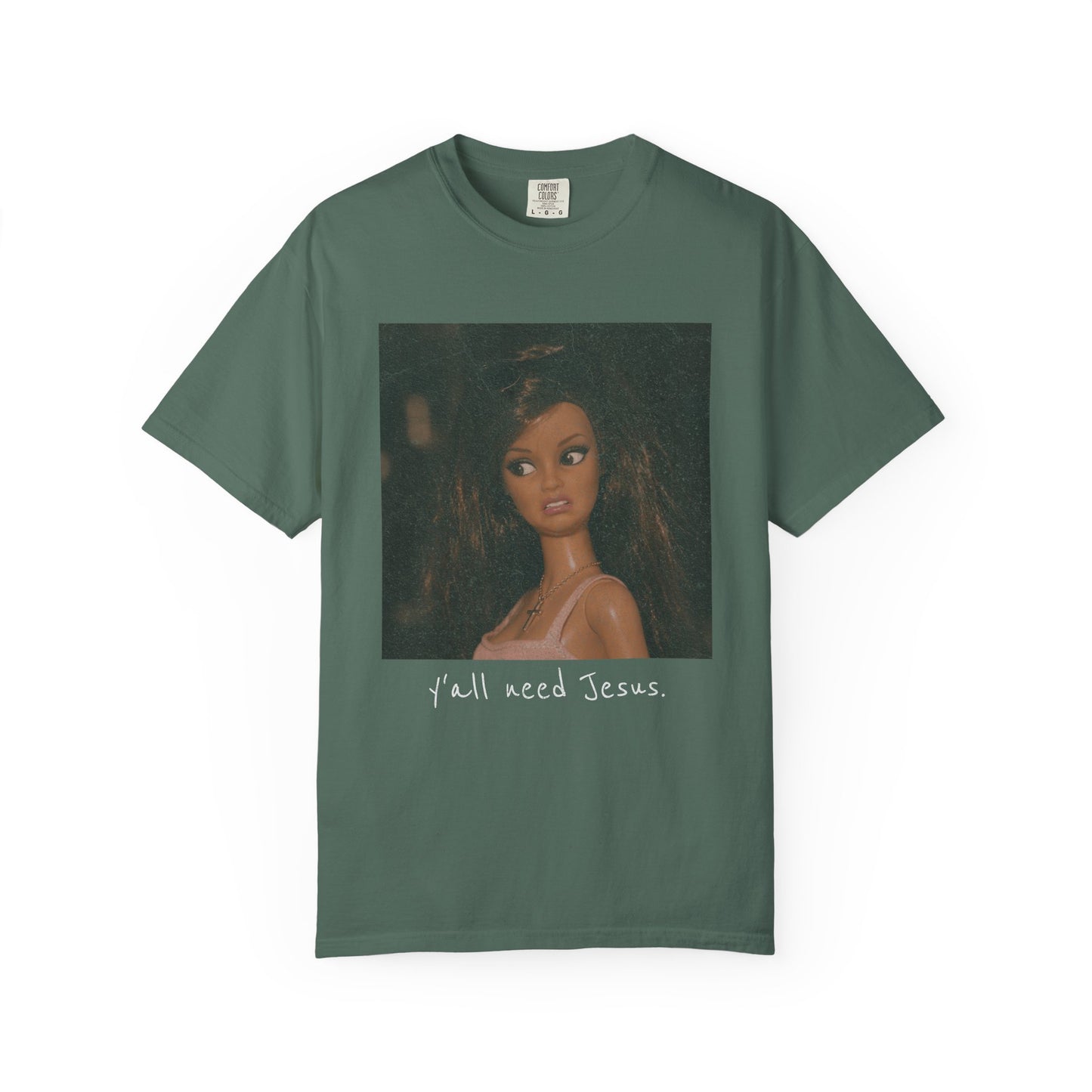 Barbi y'all need Jesus Vintage Portrait T-Shirt — Retro Painted Woman Graphic Tee