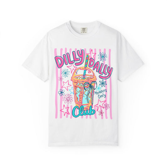 Dilly Dally Club T-Shirt — Retro Pink Pastel Drink Graphic Tee