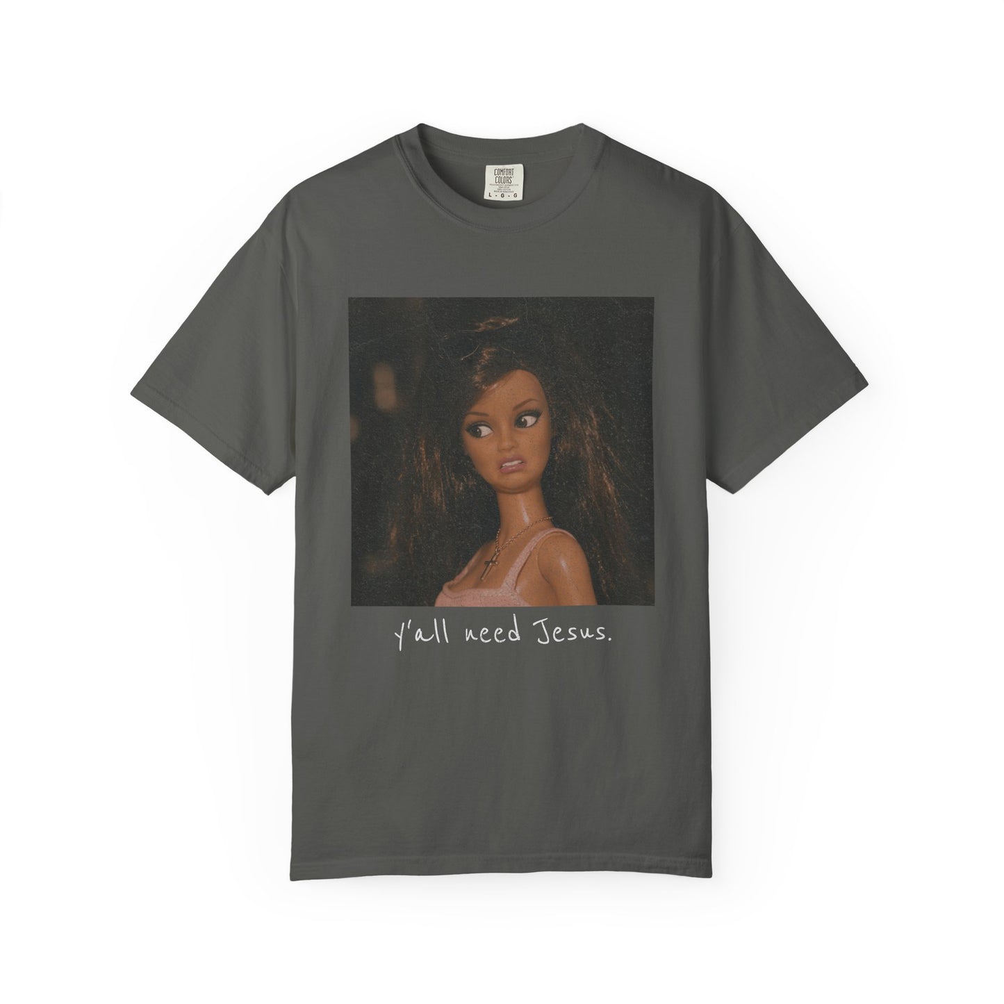 Barbi y'all need Jesus Vintage Portrait T-Shirt — Retro Painted Woman Graphic Tee