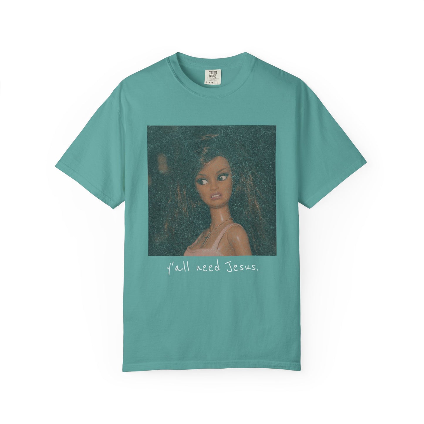 Barbi y'all need Jesus Vintage Portrait T-Shirt — Retro Painted Woman Graphic Tee