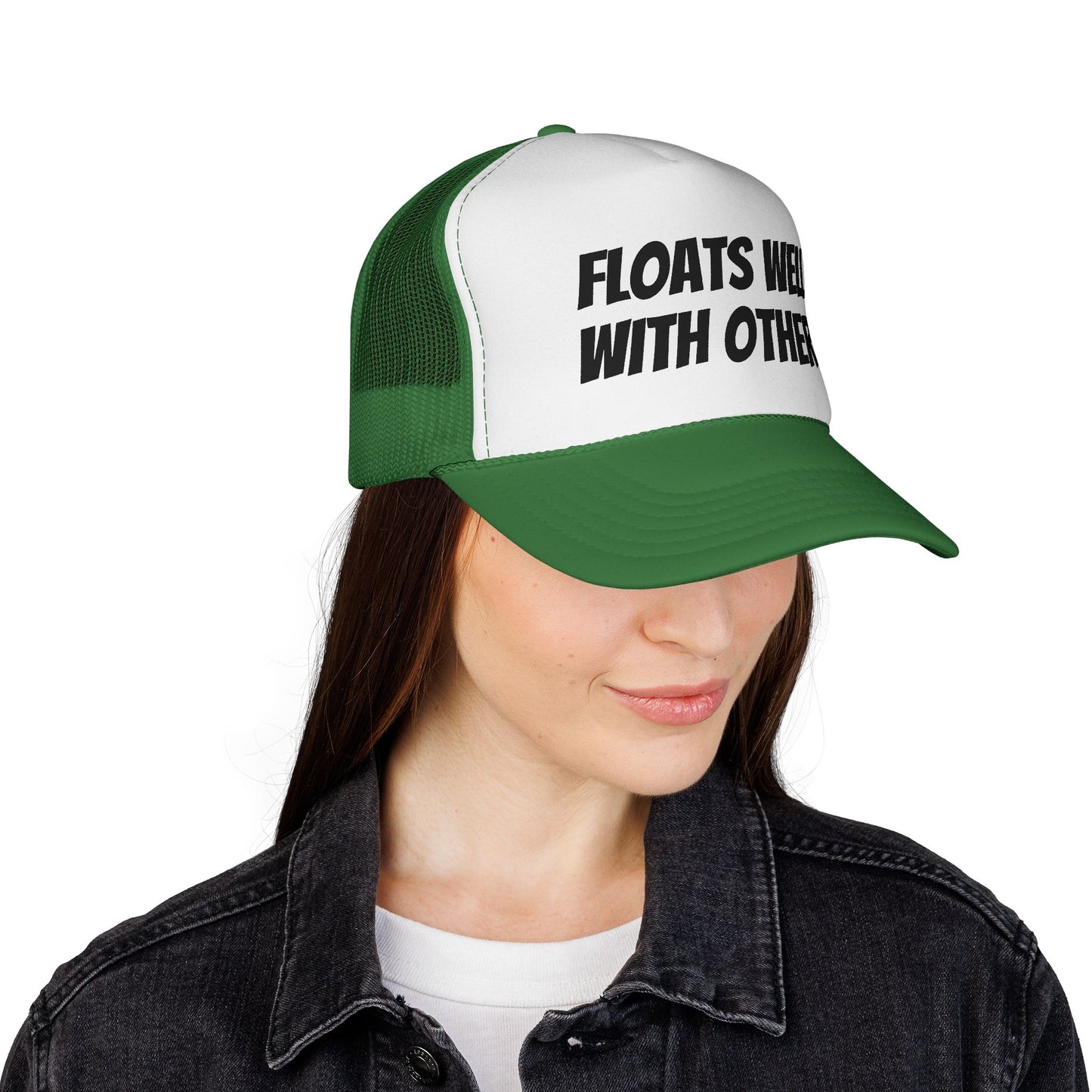 Floats Well With Others Trucker Cap | Funny Boating Hat, Lake Life Mesh Cap