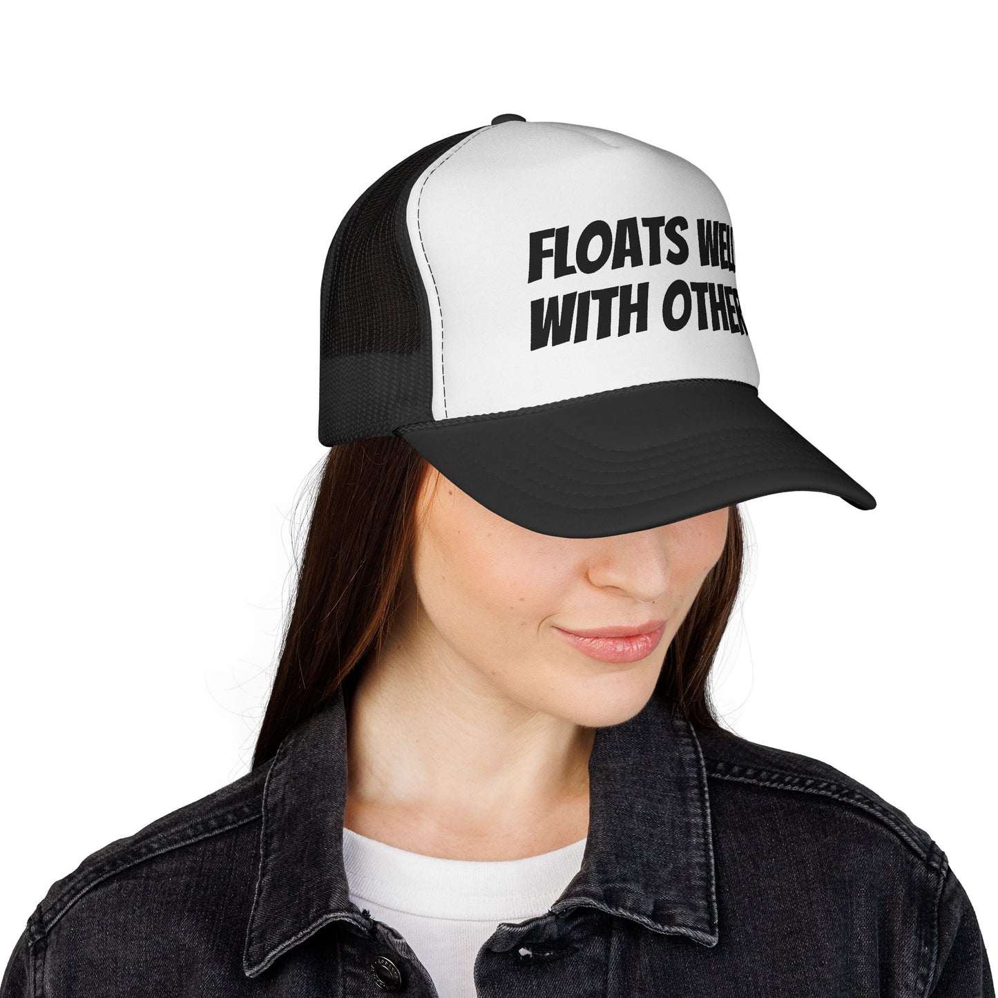 Floats Well With Others Trucker Cap | Funny Boating Hat, Lake Life Mesh Cap
