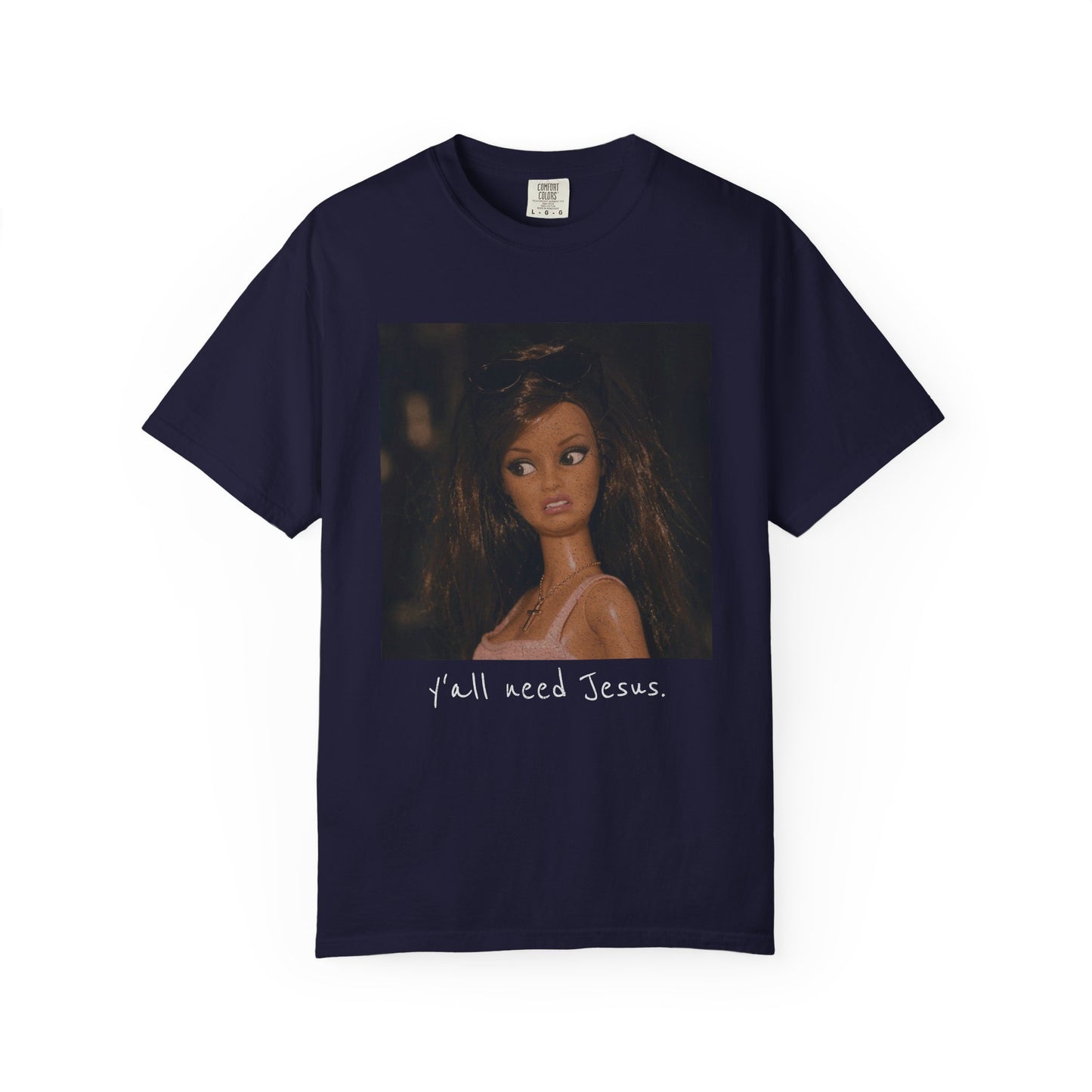Barbi y'all need Jesus Vintage Portrait T-Shirt — Retro Painted Woman Graphic Tee