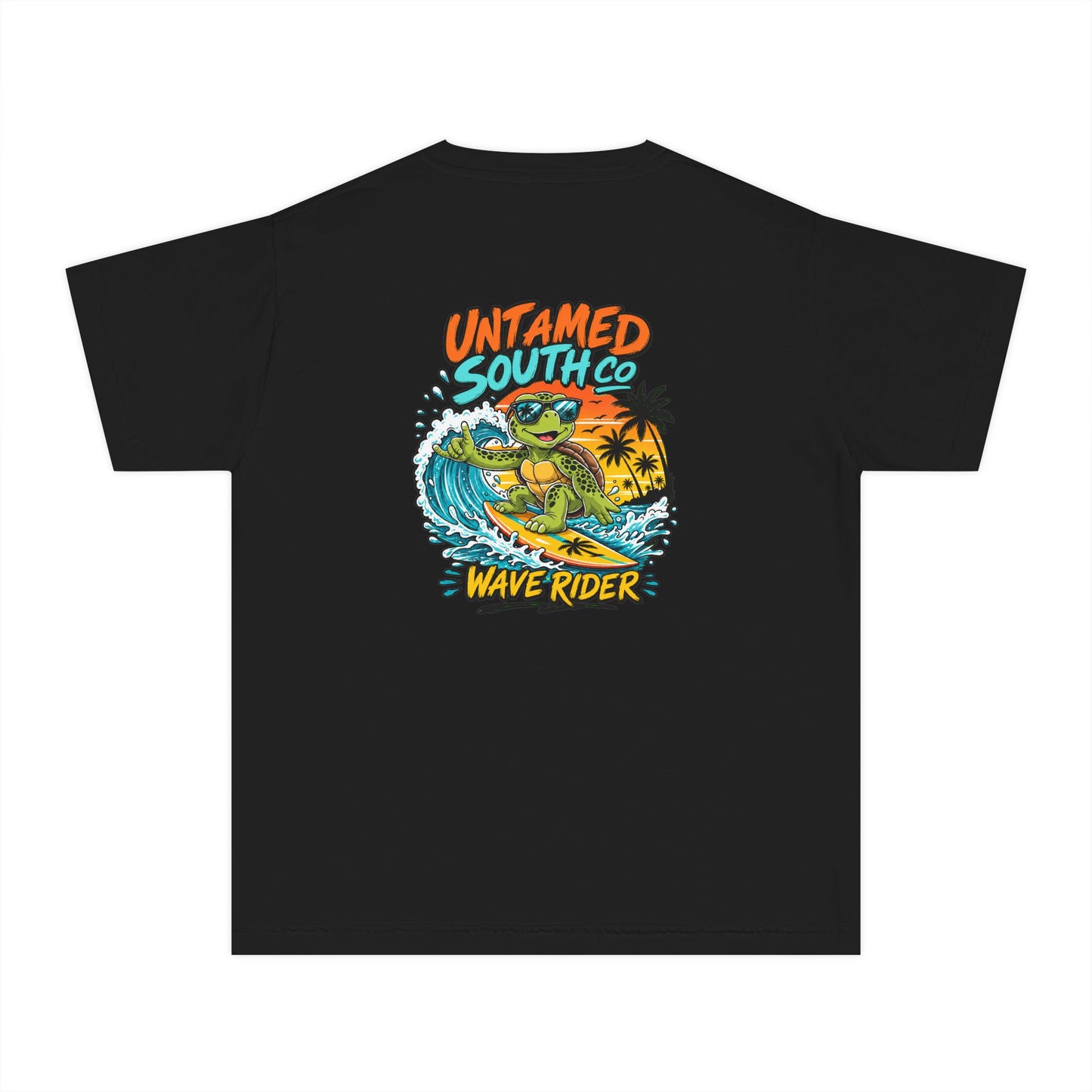 Youth Tee — "Untamed South Co. Wave Rider" Surf Turtle Graphic Kids T-Shirt