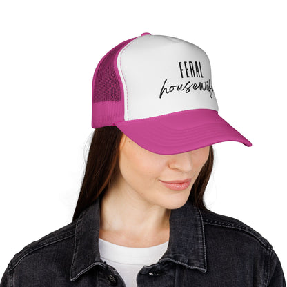 Feral housewife Trucker Cap | Pink mesh trucker hat