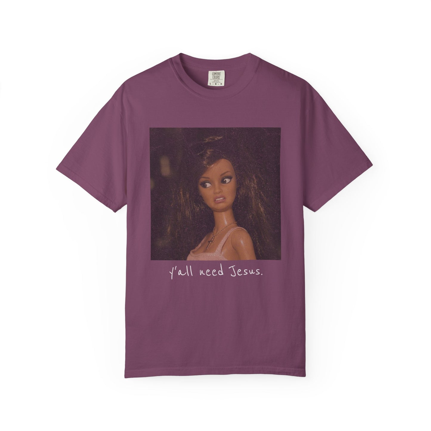 Barbi y'all need Jesus Vintage Portrait T-Shirt — Retro Painted Woman Graphic Tee