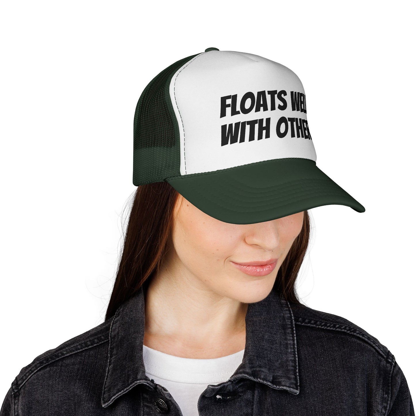 Floats Well With Others Trucker Cap | Funny Boating Hat, Lake Life Mesh Cap