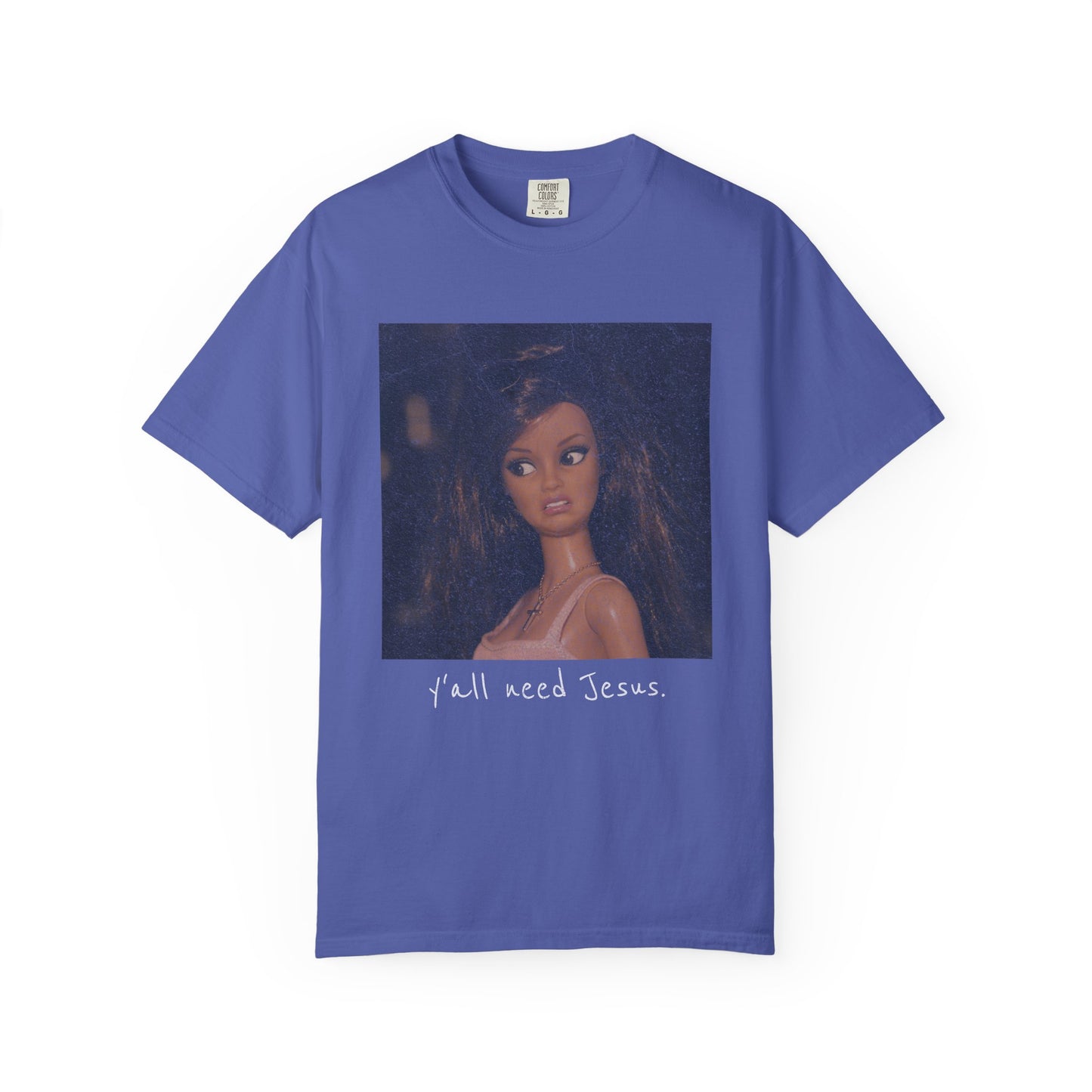Barbi y'all need Jesus Vintage Portrait T-Shirt — Retro Painted Woman Graphic Tee