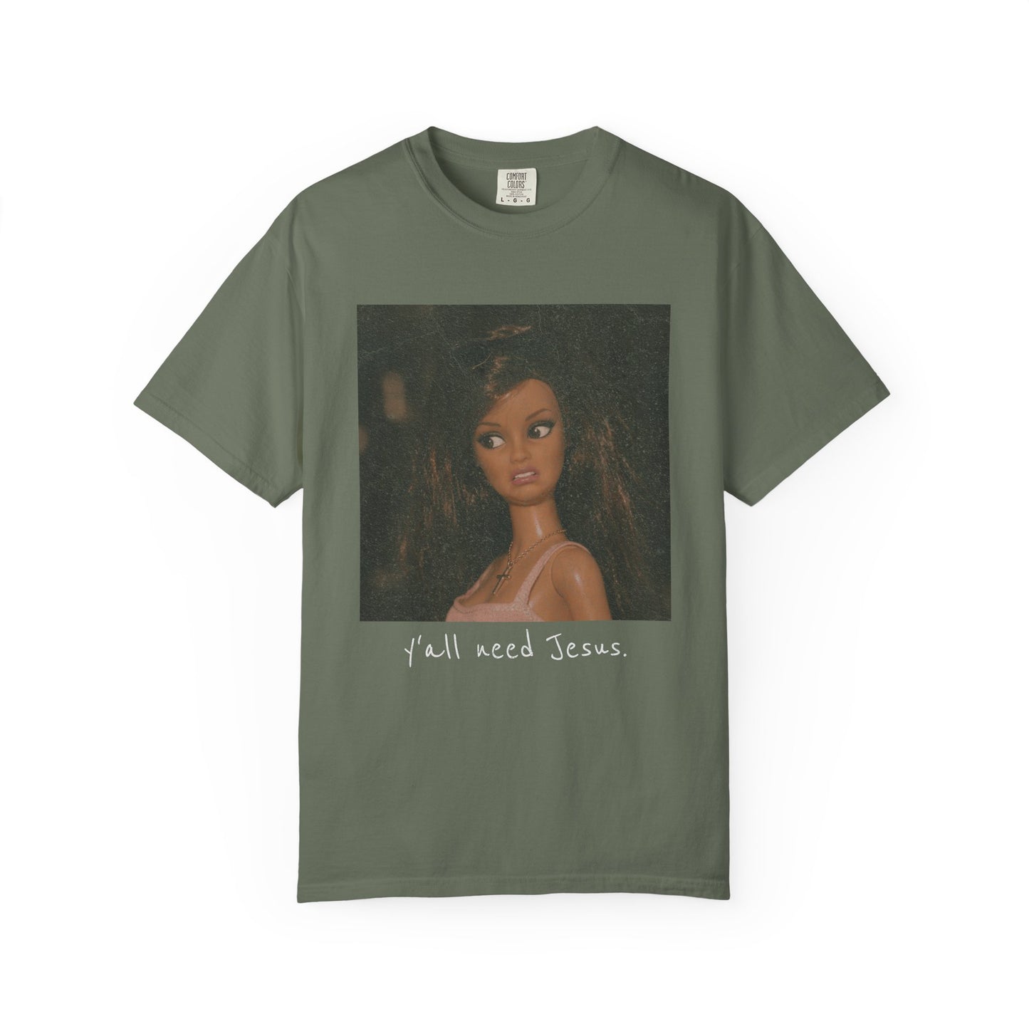 Barbi y'all need Jesus Vintage Portrait T-Shirt — Retro Painted Woman Graphic Tee